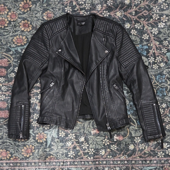 Topshop Jackets & Blazers - Topshop Quilted Black Leather Jacket